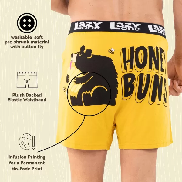 Lazy One Funny Animal Boxers Novelty Boxer Shorts Humorous Underwear Gag Gifts for Men Funny Bear BoxersHoney Buns Yellow Boxers