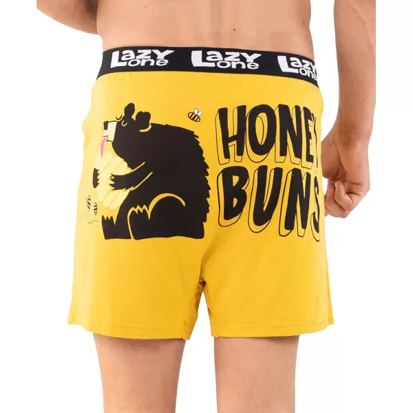 Lazy One Funny Animal Boxers Novelty Boxer Shorts Humorous Underwear Gag Gifts for Men Funny Bear BoxersHoney Buns Yellow Boxers