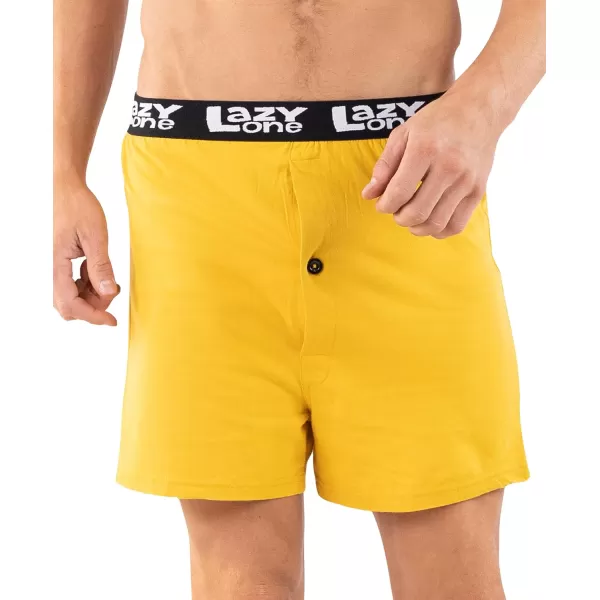 Lazy One Funny Animal Boxers Novelty Boxer Shorts Humorous Underwear Gag Gifts for Men Funny Bear BoxersHoney Buns Yellow Boxers