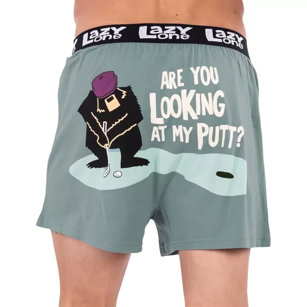 Lazy One Funny Animal Boxers Novelty Boxer Shorts Humorous Underwear Gag Gifts for Men Funny Bear BoxersLooking at My Putt Boxers
