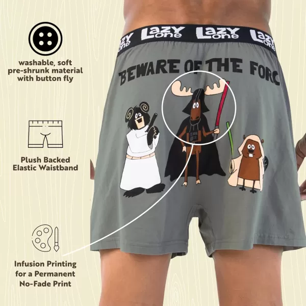 Lazy One Funny Animal Boxers Novelty Boxer Shorts Humorous Underwear Gag Gifts for Men Funny Bear BoxersMay the Forest Be With You Boxers