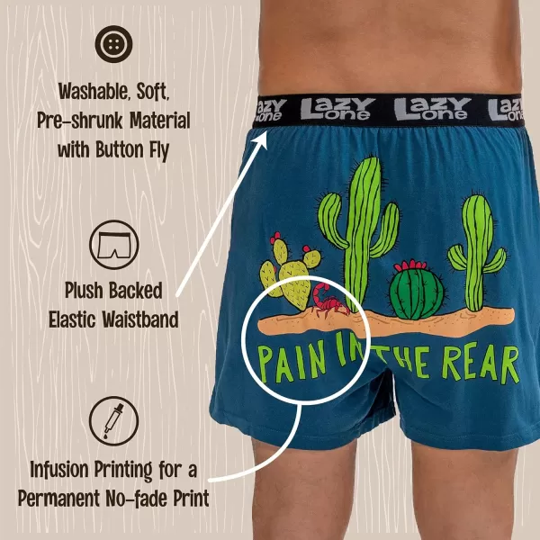 Lazy One Funny Animal Boxers Novelty Boxer Shorts Humorous Underwear Gag Gifts for Men Funny Bear BoxersPain in the Rear Boxers