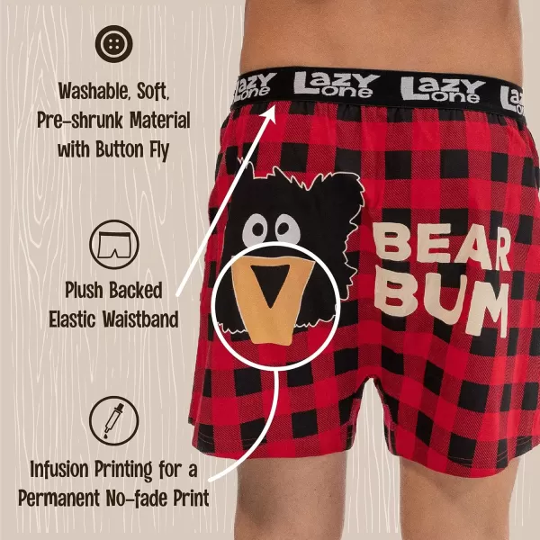 Lazy One Funny Animal Boxers Novelty Boxer Shorts Humorous Underwear Gag Gifts for Men Funny Bear BoxersSawing Logs Boxers