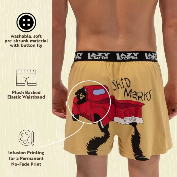Lazy One Funny Animal Boxers Novelty Boxer Shorts Humorous Underwear Gag Gifts for Men Funny Bear BoxersSkid Marks Boxers
