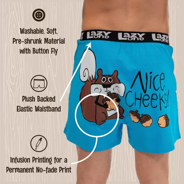 Lazy One Funny Animal Boxers Novelty Boxer Shorts Humorous Underwear Gag Gifts for Men Funny Bear BoxersSky Blue Nice Cheeks Boxers