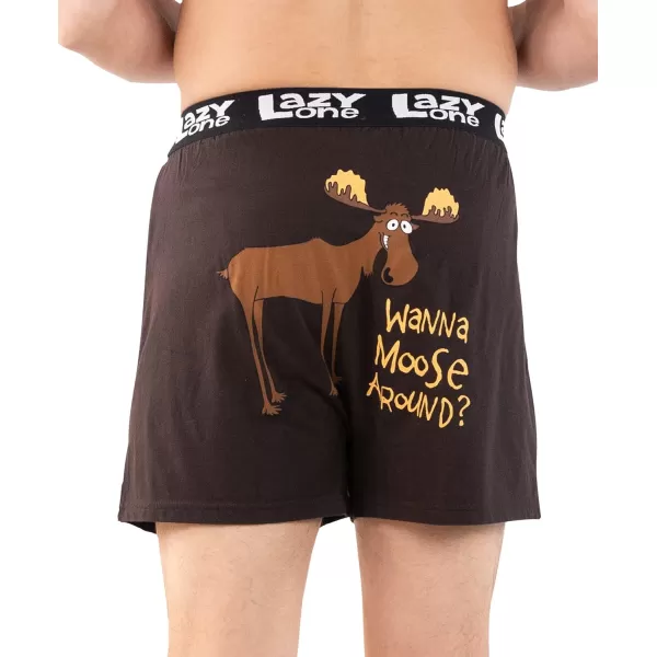 Lazy One Funny Animal Boxers Novelty Boxer Shorts Humorous Underwear Gag Gifts for Men Funny Bear BoxersWanna Moose Around Boxers