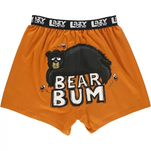 Lazy One Funny Animal Boxers Novelty Boxer Shorts Humorous Underwear Gag Gifts for Men Funny Bear BoxersBear Bum Orange Boxers