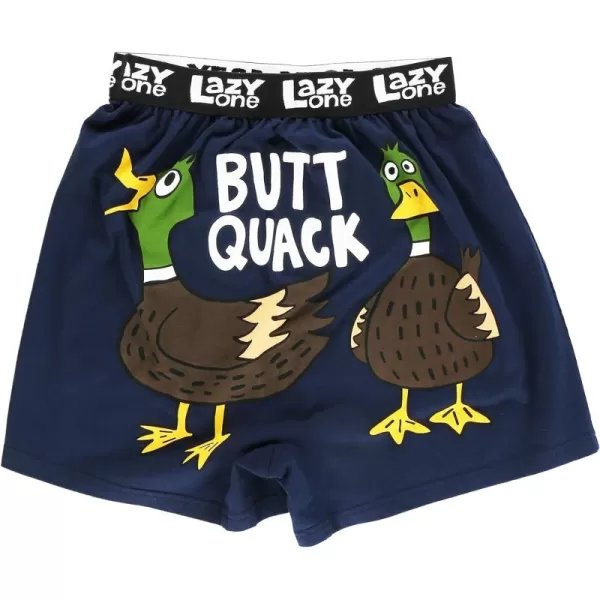 Lazy One Funny Animal Boxers Novelty Boxer Shorts Humorous Underwear Gag Gifts for Men Funny Bear BoxersDark Blue Butt Quack Boxer