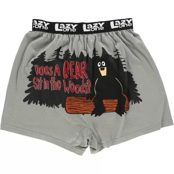Lazy One Funny Animal Boxers Novelty Boxer Shorts Humorous Underwear Gag Gifts for Men Funny Bear BoxersDoes a Bear Sit Boxers
