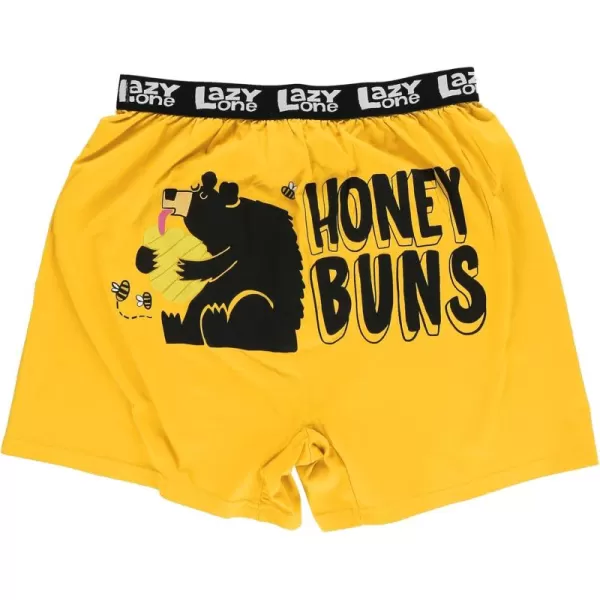 Lazy One Funny Animal Boxers Novelty Boxer Shorts Humorous Underwear Gag Gifts for Men Funny Bear BoxersHoney Buns Yellow Boxers