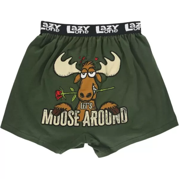 Lazy One Funny Animal Boxers Novelty Boxer Shorts Humorous Underwear Gag Gifts for Men Funny Bear BoxersLets Moose Around Boxers