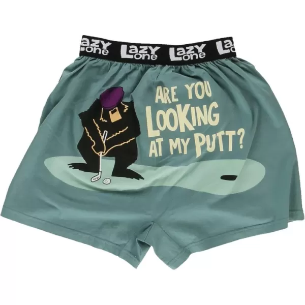 Lazy One Funny Animal Boxers Novelty Boxer Shorts Humorous Underwear Gag Gifts for Men Funny Bear BoxersLooking at My Putt Boxers