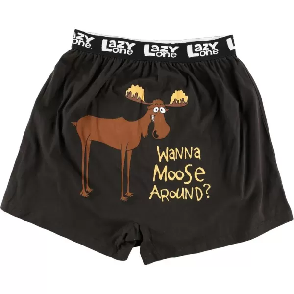 Lazy One Funny Animal Boxers Novelty Boxer Shorts Humorous Underwear Gag Gifts for Men Funny Bear BoxersWanna Moose Around Boxers