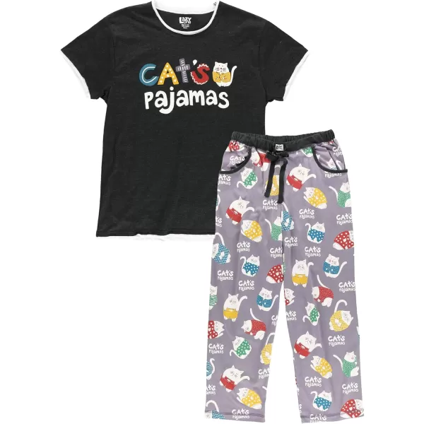 Lazy One Womens Pajama Set Short Sleeves with Cute Prints Relaxed FitCats Pajamas Pajama Set