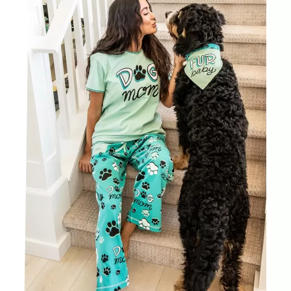 Lazy One Womens Pajama Set Short Sleeves with Cute Prints Relaxed FitDog Mom Pajama Set