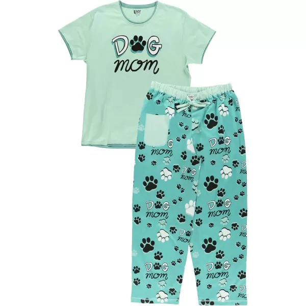 Lazy One Womens Pajama Set Short Sleeves with Cute Prints Relaxed FitDog Mom Pajama Set