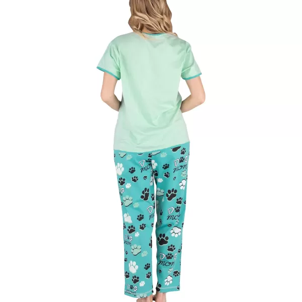 Lazy One Womens Pajama Set Short Sleeves with Cute Prints Relaxed FitDog Mom Pajama Set