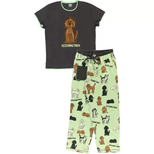 Lazy One Womens Pajama Set Short Sleeves with Cute Prints Relaxed FitFetching Tired Pajama Set