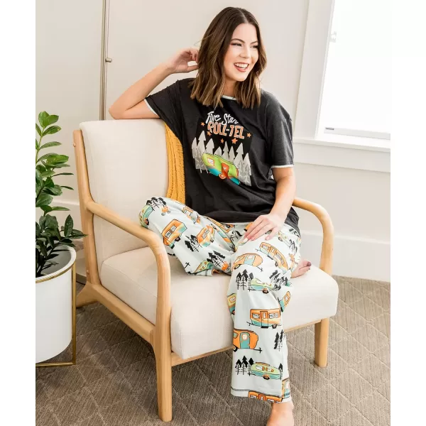 Lazy One Womens Pajama Set Short Sleeves with Cute Prints Relaxed FitFivestar Rolltel