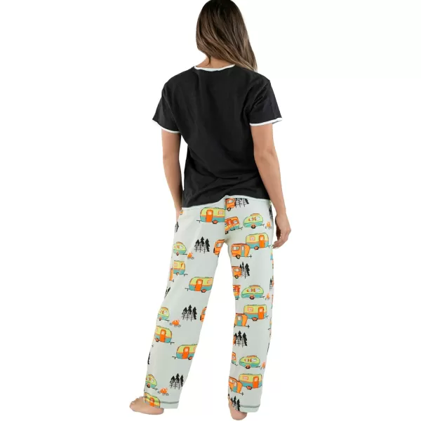 Lazy One Womens Pajama Set Short Sleeves with Cute Prints Relaxed FitFivestar Rolltel