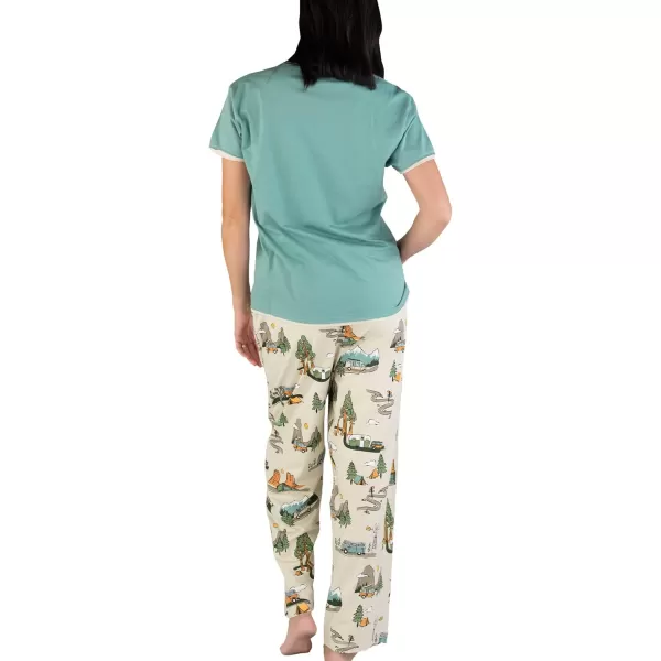 Lazy One Womens Pajama Set Short Sleeves with Cute Prints Relaxed FitLets Explore Pajama Set