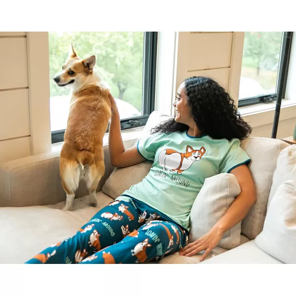 Lazy One Womens Pajama Set Short Sleeves with Cute Prints Relaxed FitLoafin Around Pajama Set