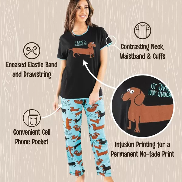 Lazy One Womens Pajama Set Short Sleeves with Cute Prints Relaxed FitLong to Be Around You Pajama Set
