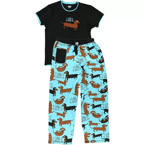Lazy One Womens Pajama Set Short Sleeves with Cute Prints Relaxed FitLong to Be Around You Pajama Set
