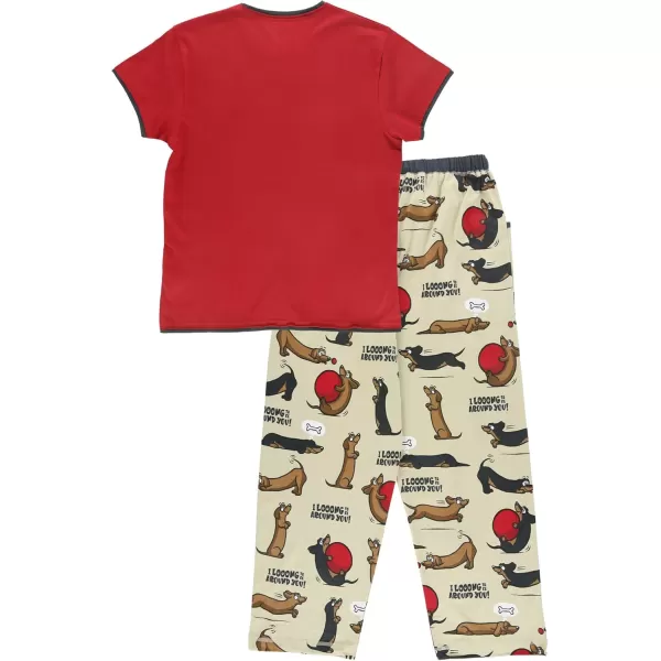 Lazy One Womens Pajama Set Short Sleeves with Cute Prints Relaxed FitLong to Be Around You Red Pajama Set
