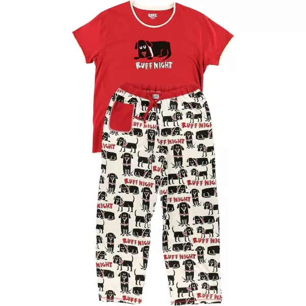 Lazy One Womens Pajama Set Short Sleeves with Cute Prints Relaxed FitRuff Night Pajama Set