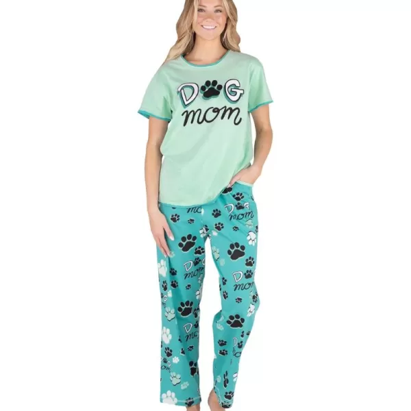 Lazy One Womens Pajama Set Short Sleeves with Cute Prints Relaxed FitDog Mom Pajama Set