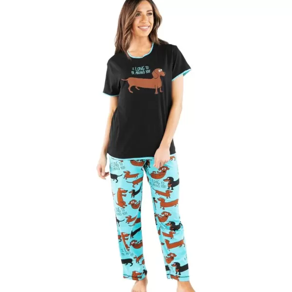 Lazy One Womens Pajama Set Short Sleeves with Cute Prints Relaxed FitLong to Be Around You Pajama Set
