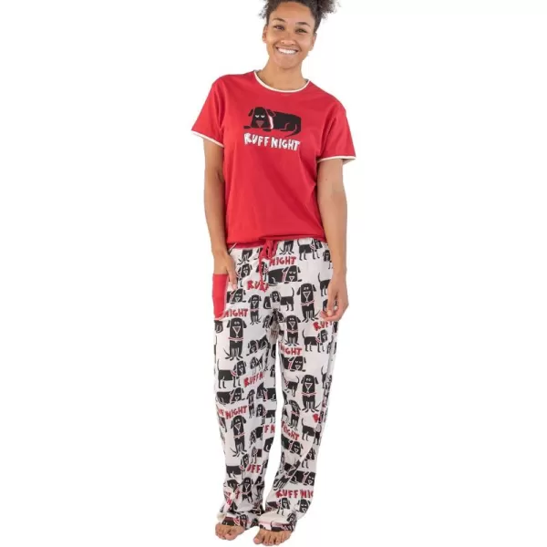 Lazy One Womens Pajama Set Short Sleeves with Cute Prints Relaxed FitRuff Night Pajama Set