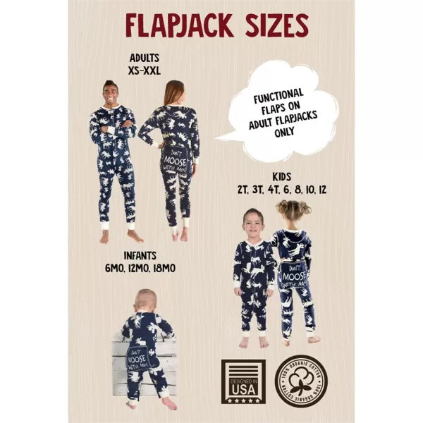 Lazy One Flapjacks Matching Pajamas for The Dog Baby Kids Teens and AdultsClassic Moose Navy Flapjack Onsie
