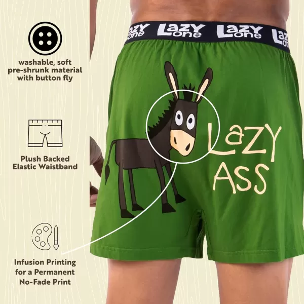 Lazy One Funny Animal Boxers Humorous Underwear Novelty Boxer Shorts Gag Gifts for MenGreen Lazy Ass Boxers