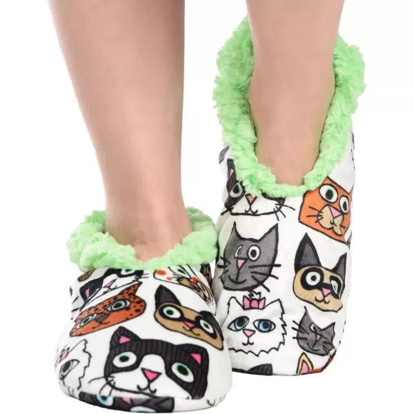 Lazy One Fuzzy Feet Slipper Socks for Women Cute FleeceLined House Slippers Cute Dog ampamp Cat DesignCattitude Fuzzy Feet