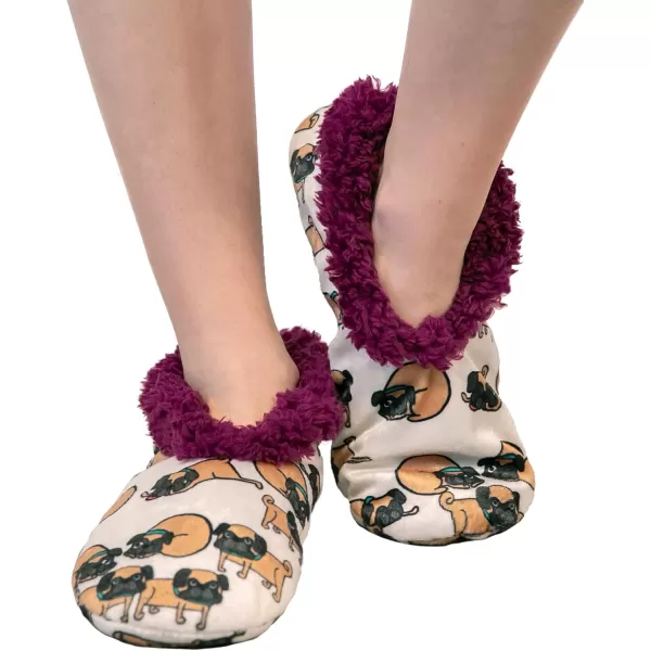 Lazy One Fuzzy Feet Slipper Socks for Women Cute FleeceLined House Slippers Cute Dog ampamp Cat DesignSnug as a Pug Fuzzy Feet