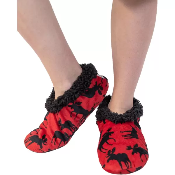 Lazy One Fuzzy Feet Slipper Socks for Women Cute FleeceLined House Slippers NonSkid Slipper SocksClassic Moose Fuzzy Feet