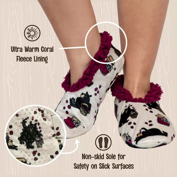 Lazy One Fuzzy Feet Slipper Socks for Women Cute FleeceLined House Slippers NonSkid Slipper SocksHuckleberry Fuzzy Feet
