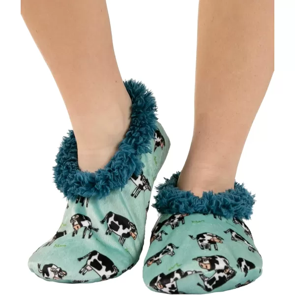 Lazy One Fuzzy Feet Slipper Socks for Women Cute FleeceLined House Slippers NonSkid Slipper SocksMoody in Am Blue Fuzzy Feet