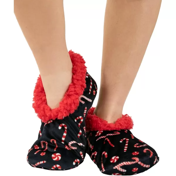 Lazy One Fuzzy Feet Slippers for Women Cute FleeceLined House Slippers Cute Slipper SocksCandy Cane Fuzzy Feet