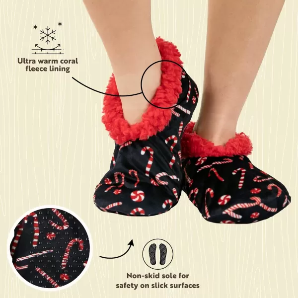 Lazy One Fuzzy Feet Slippers for Women Cute FleeceLined House Slippers Cute Slipper SocksCandy Cane Fuzzy Feet