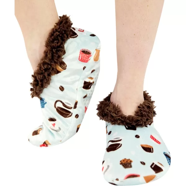 Lazy One Fuzzy Feet Slippers for Women Cute FleeceLined House Slippers Cute Slipper SocksCoffee First Fuzzy Feet