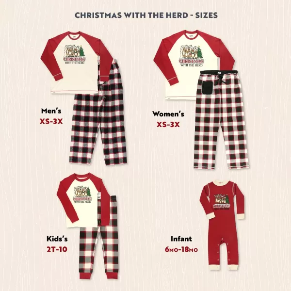 Lazy One Matching Holiday Pajamas for Family Holiday Pajama Sets for Adults Teens Kids Baby and DogChristmas With the Herd Pajama Set