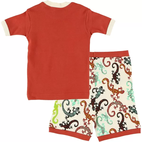 Lazy One ShortSleeved Summer Pajama Set for Girls and Boys Kid Pajama SetGecko