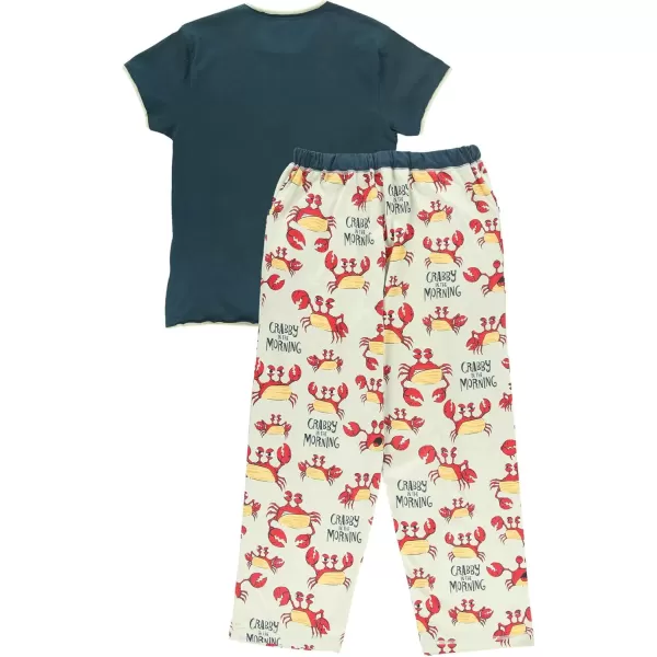 Lazy One Womens Pajama Set Short Sleeves with Cute Prints Relaxed FitCrabby in the Am Pajama Set