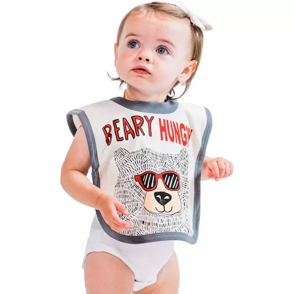 LazyOne AnimalPrint Baby Bibs Cute Baby Shower Gifts One SizeBeary Hungry Bibs