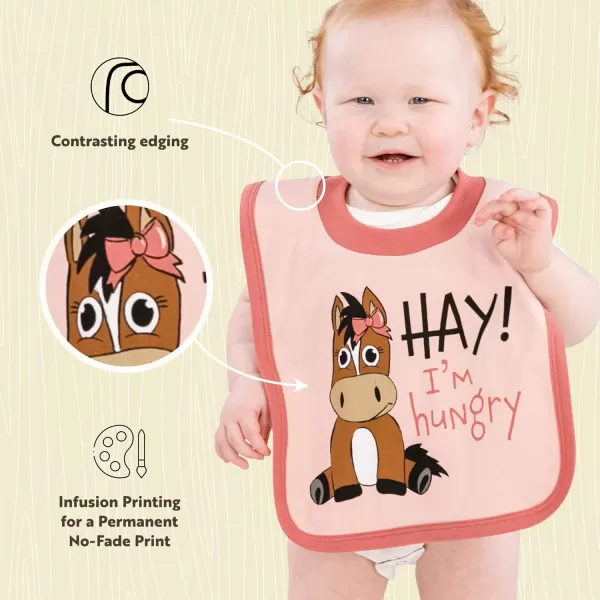 LazyOne AnimalPrint Baby Bibs Cute Baby Shower Gifts One SizeHay  Im Hungry Pink Bib
