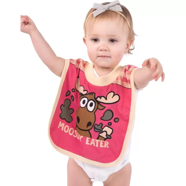 LazyOne AnimalPrint Baby Bibs Cute Baby Shower Gifts One SizeMoosey Eater Pink Bib