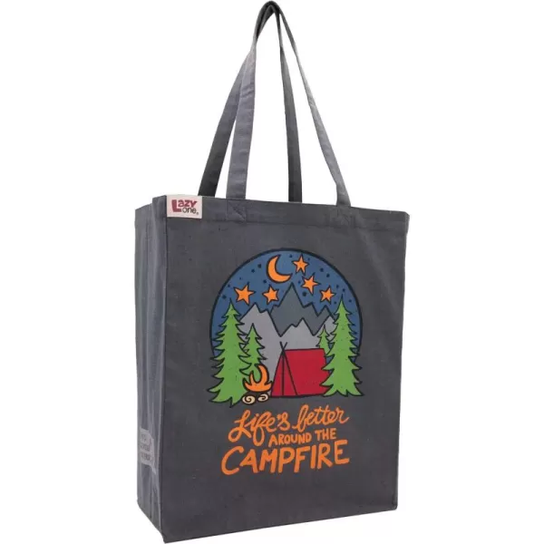 Lazy One Canvas Tote Bag Novelty Tote Bag for Women and Men Reusable Shopping Bags Perfect for Shopping Travel and WorkAround the Campfire